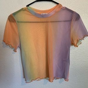 Sheer Rainbow cropped Tee